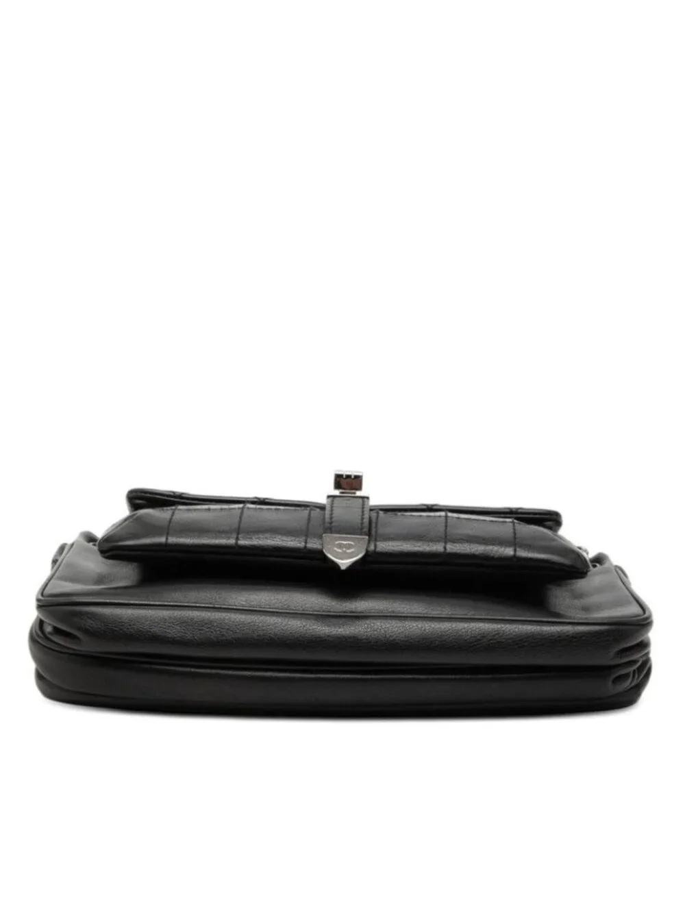 Chanel CC Logo 2.55 Quilted Chain Shoulder Bag Black Lambskin